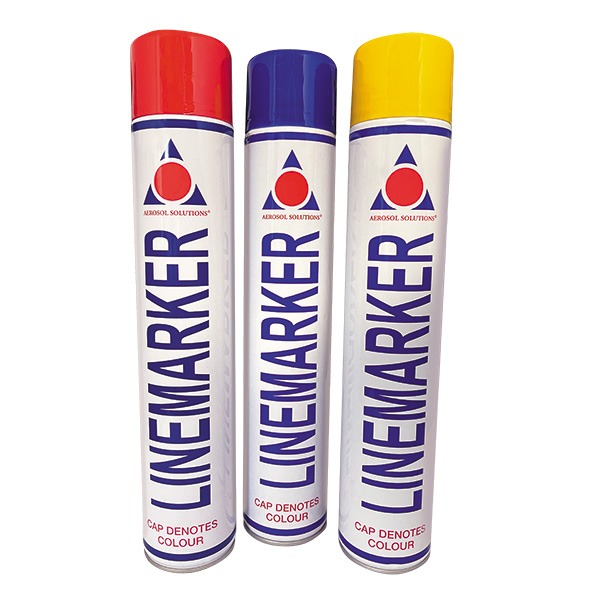 Line marker spray red yellow blue